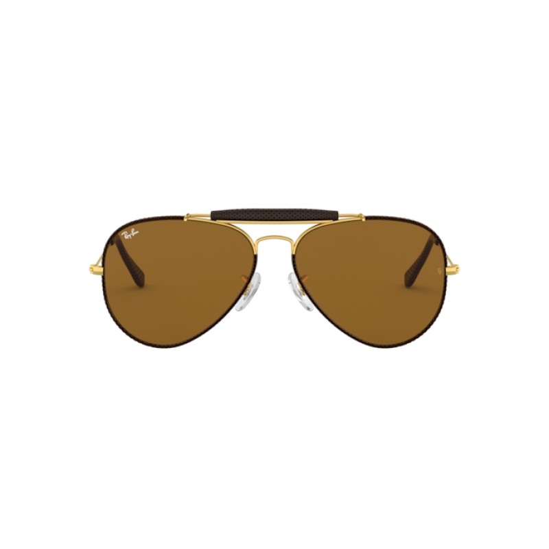 Ray-Ban RB 3422Q Aviator Craft 9041 Leather Brown