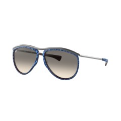 Ray-Ban RB 2219 Olympian Aviator 131032 Top Wrinkled Blue On Brown
