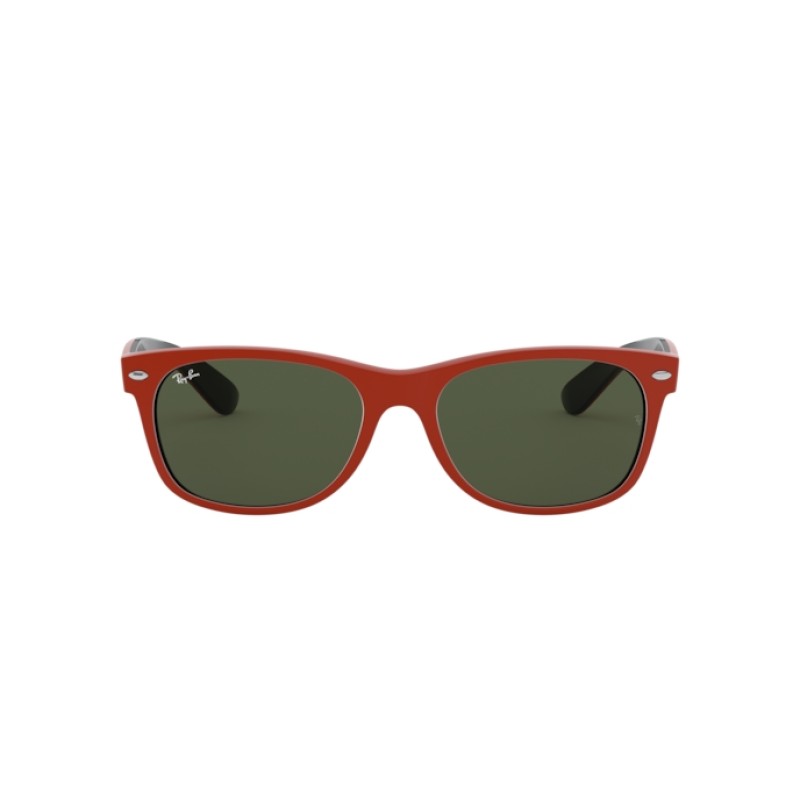 Ray-Ban RB 2132 New Wayfarer 646631 Top Rubber Red On Shiny Black