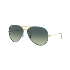 Ray-Ban RB 3025JM Aviator Full Color 9196BH Petroleum On Legend Gold